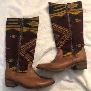Steve Madden Graced Aztec Leather Boots Size 8